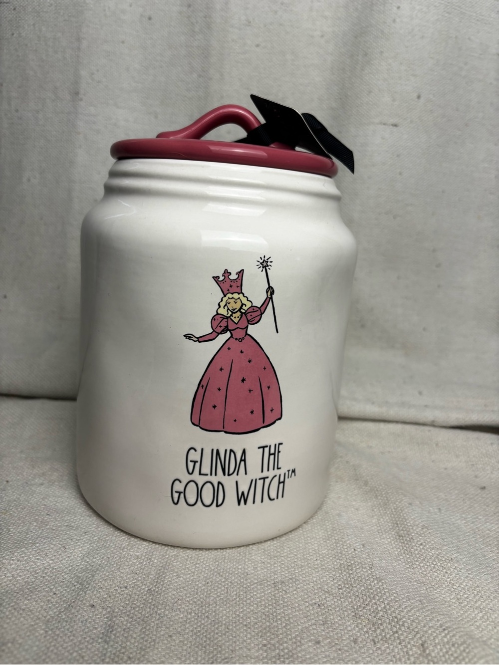 Rea Dunn Glinda The Good Witch Ceramic Canister with Pink Lid